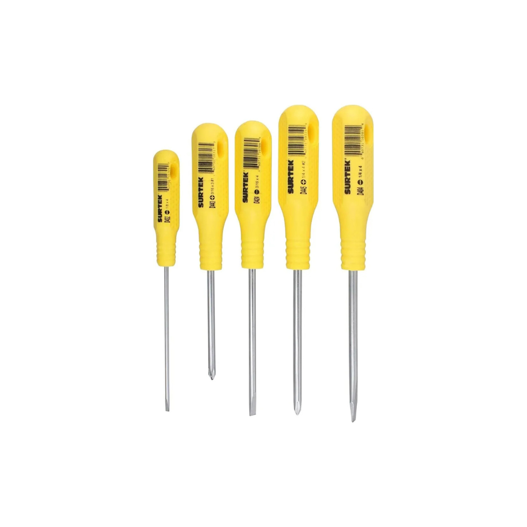 Juego de 5 destornilladores amarillos combinado Surtek