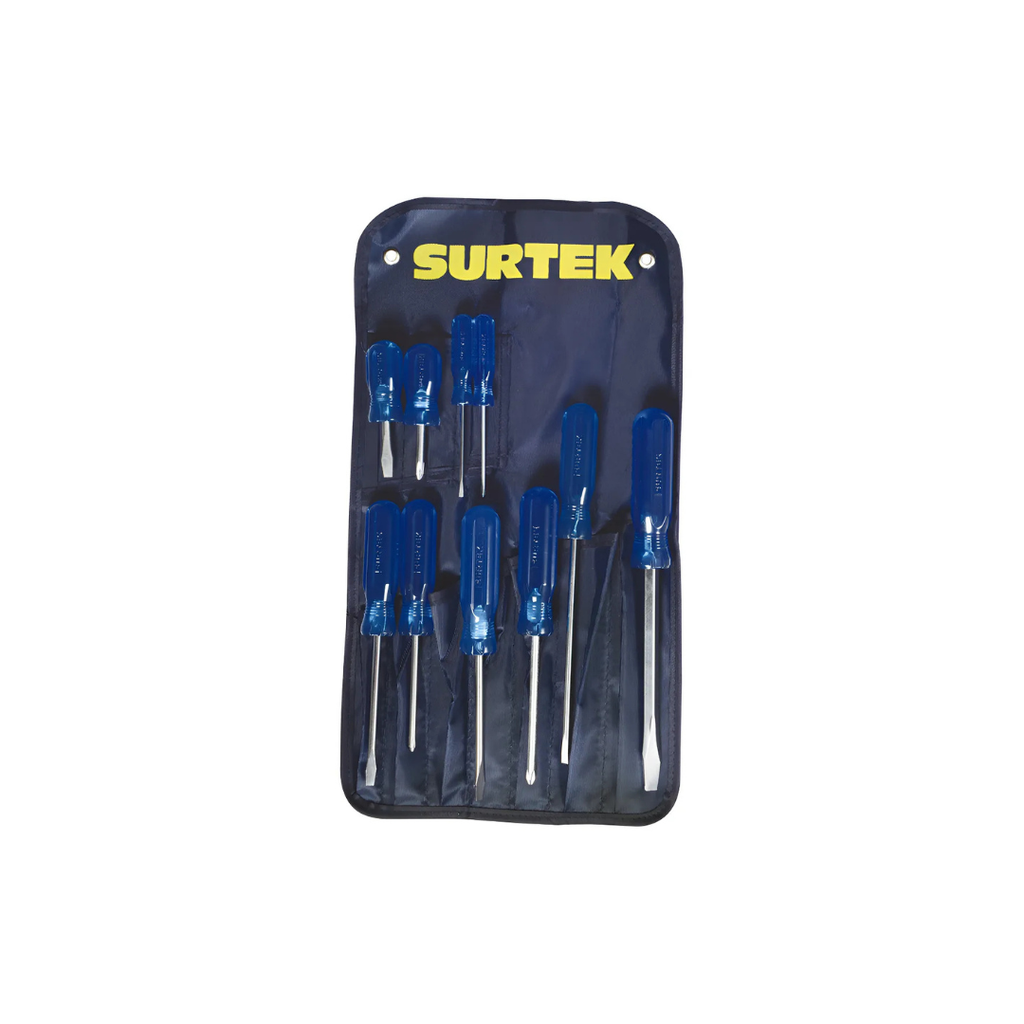 Juego de 10 destornilladores azules combinado Surtek
