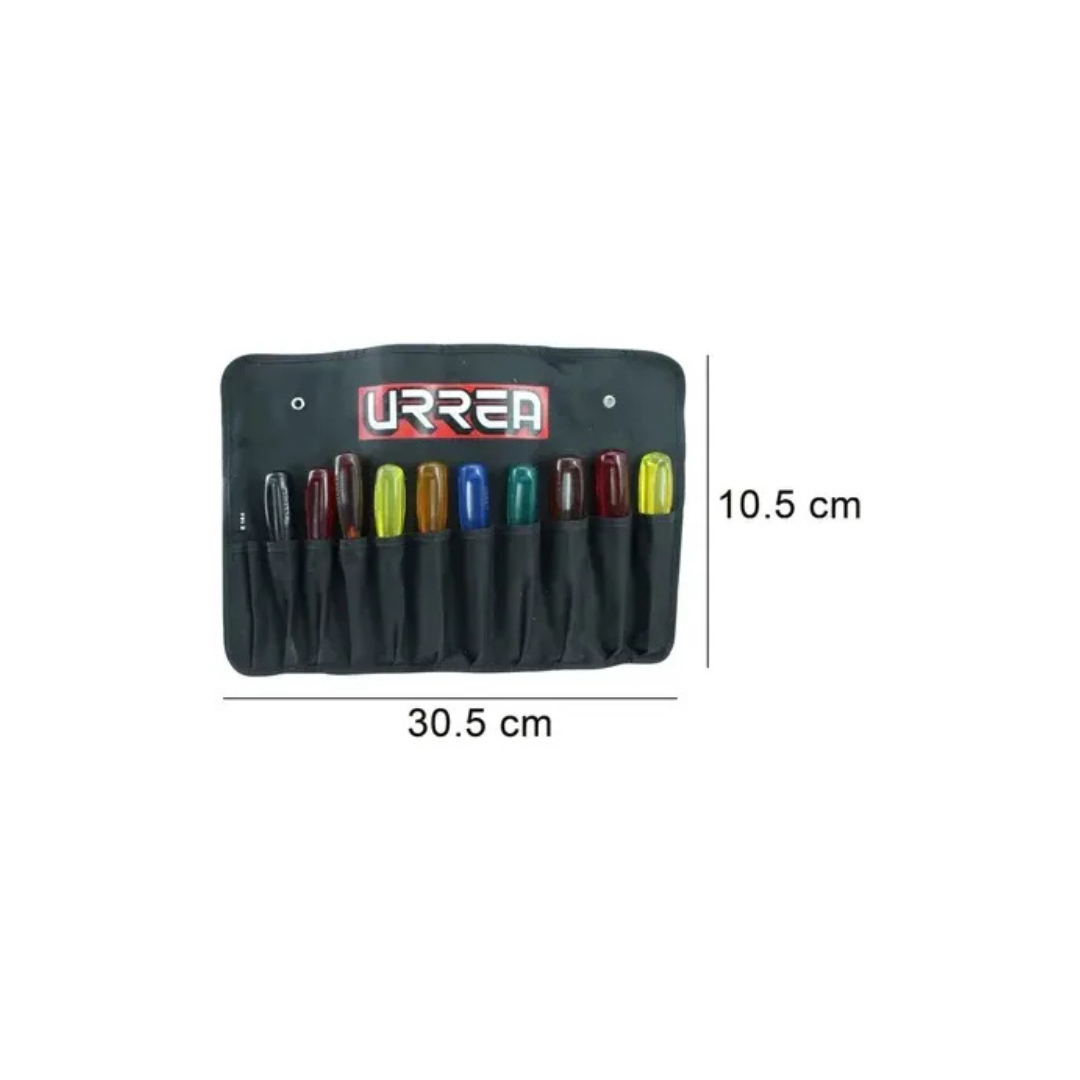 Juego 10 destornilladores de colores de caja pulgadas Urrea