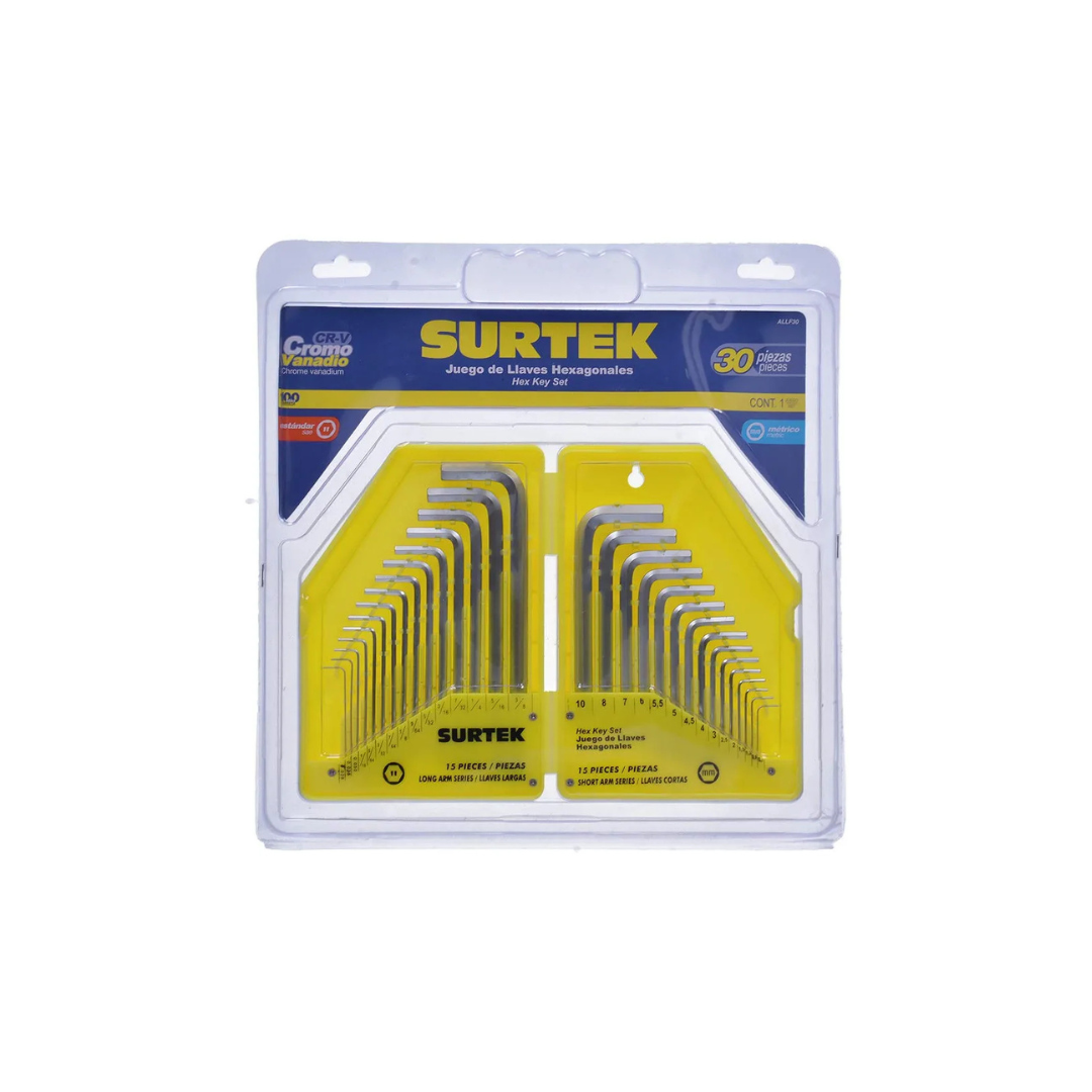 Juego Llaves Hexagonales, Tipo L, Combinadas, 30pz Surtek