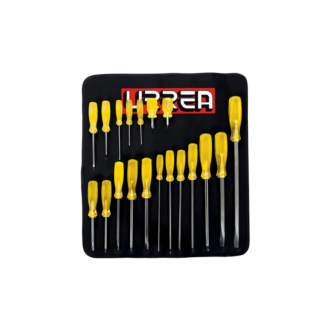 Kit 19 Destornilladores Urrea Acero Combinado C/mango Ámbar