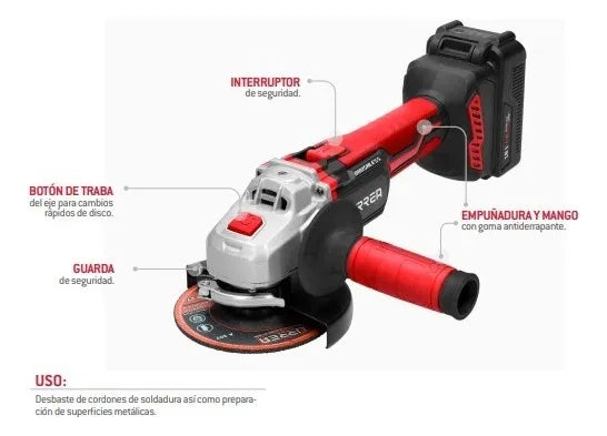 Esmeriladora Inalambrica 4-1/2 Brushless Urrea