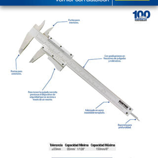 Calibrador en pulgadas y milímetros vernier autolock 0 – 6″ Surtek