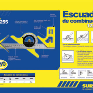 Escuadra de 7 combinaciones con 3 cabezas maquinadas 12″ Surtek
