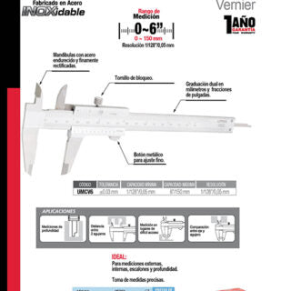 Calibrador vernier 0 a 6″ Urrea
