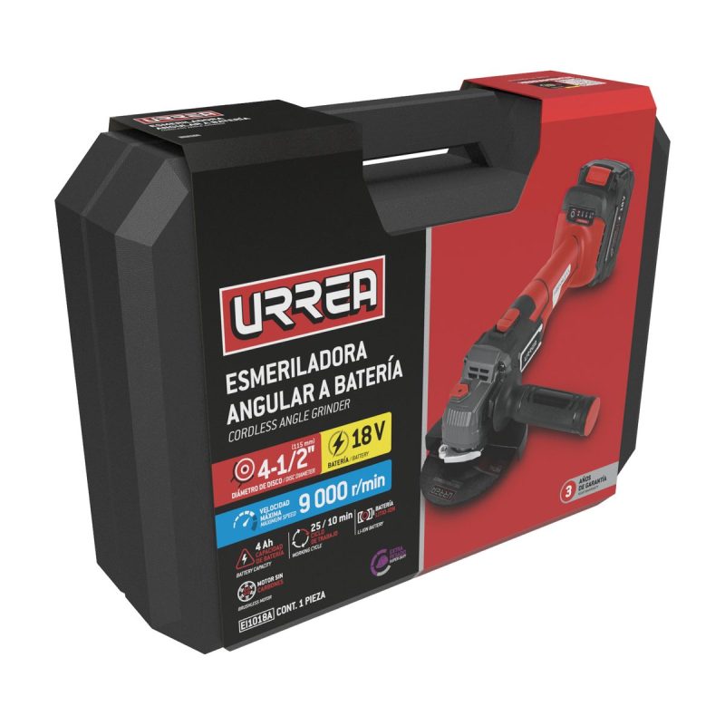Esmeriladora Angular 4-1/2" - 5" Litio-Ion 18 V 4 Ah Urrea