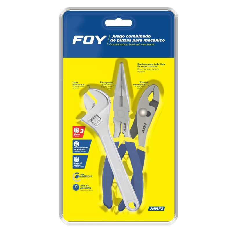 Juego combinado de pinzas para mecánico, 3 piezas Foy